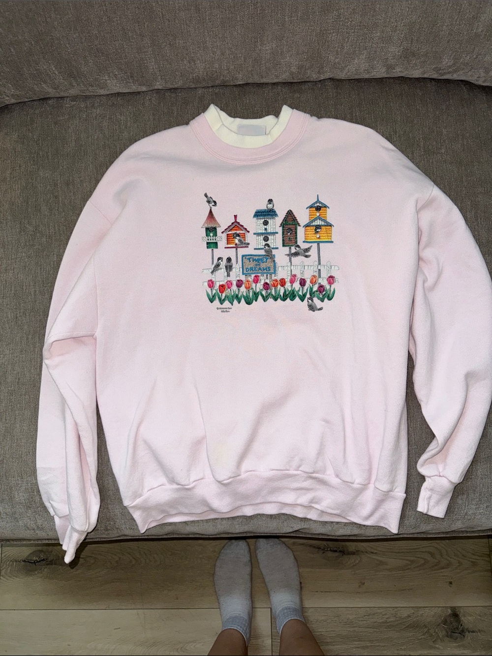 Birdhouse Crewneck Sweatshirt - Soft Pink
